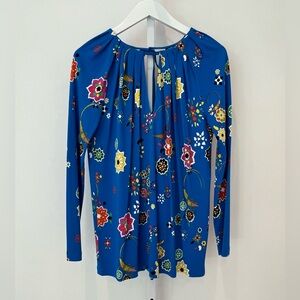 EMILIO PUCCI BLUE FLORAL GRASSHOPPER TOP SIZE IT 40 / US 6 NWOTS!
